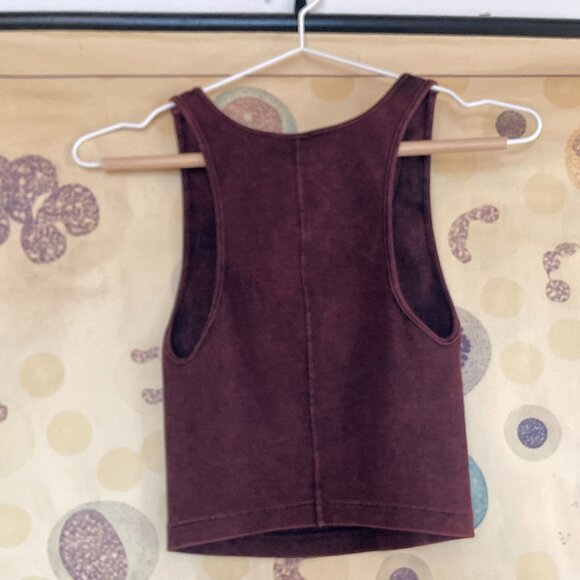 RE/DONE Hanes cropped henley in LSD Burgundy Size Small NWT - Picture 2 of 5